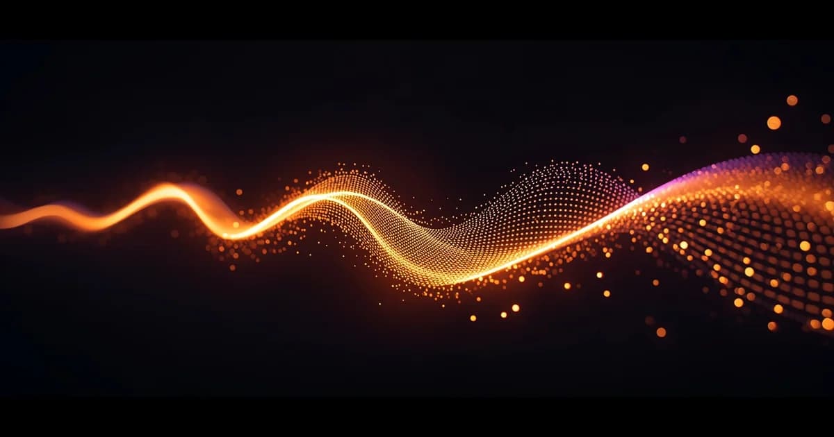 Abstract visualization of AI generating music waveforms